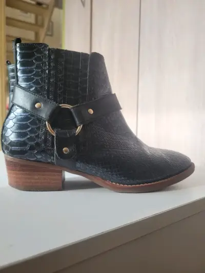 Botines negros cuero reptil - miniatura 2