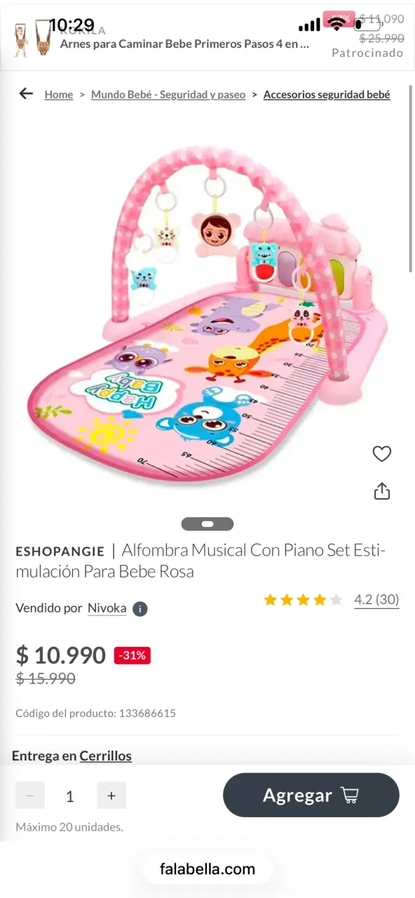 Alfombra musical con piano rosa - 1