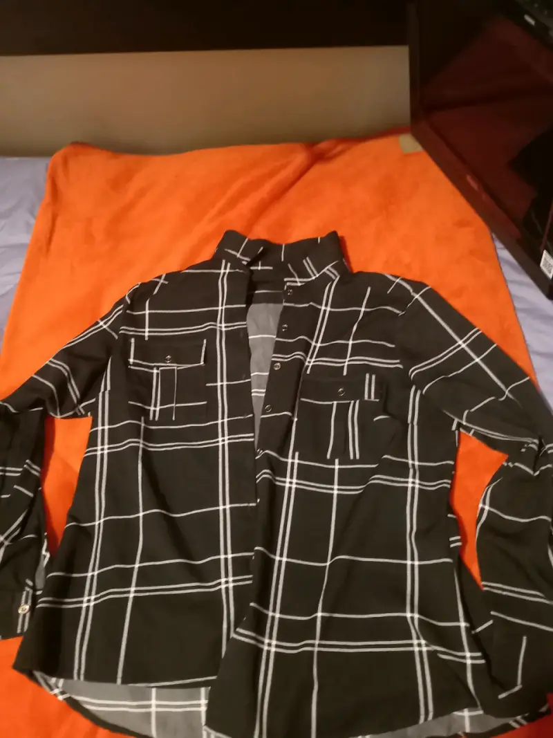 Camisa de cuadros negra hombre