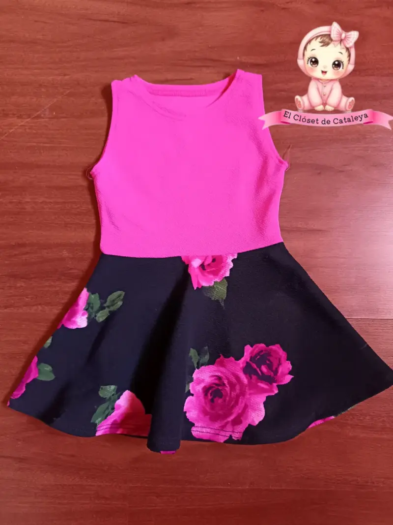 Vestido infantil rosa floral