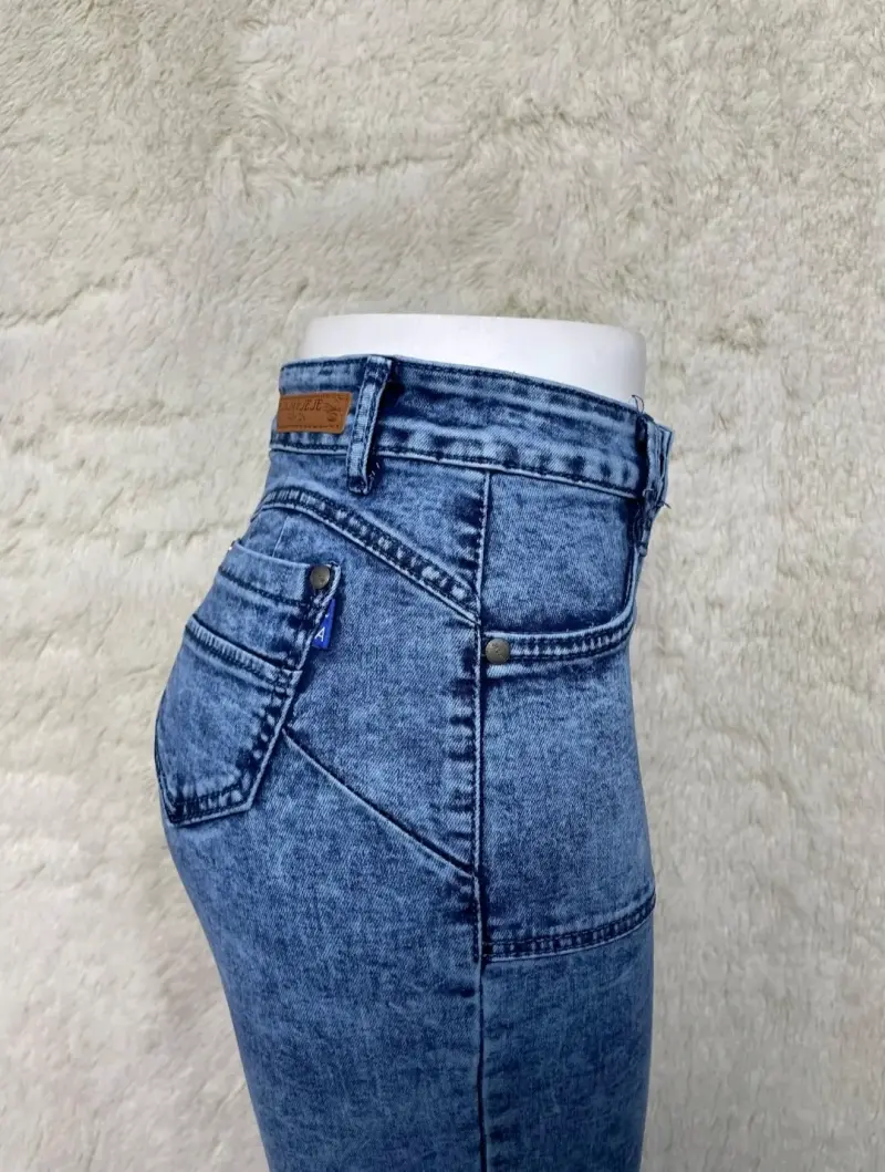 Jeans azul lavados mujer - 3