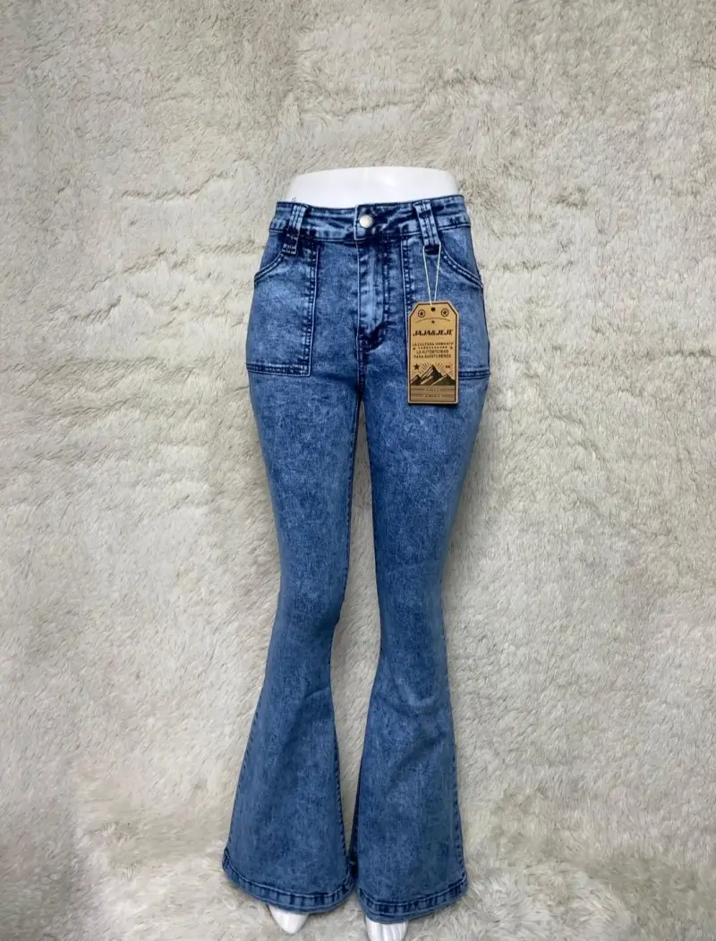 Jeans azul lavados mujer - 4