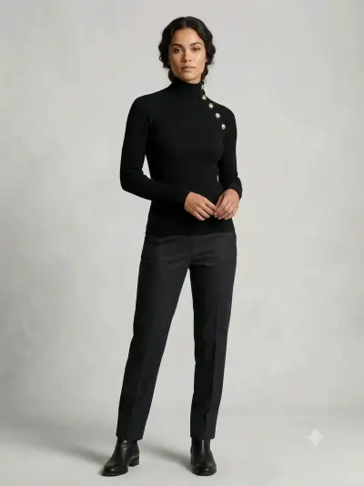 Sweter  negro con botones dorados - miniatura 1