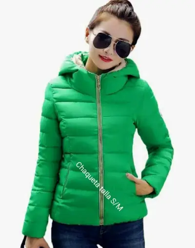 Chaqueta talla S/M verde ajustada con capucha - miniatura 3