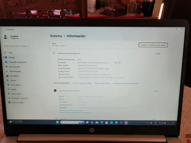 Notebook HP 15.6 pulgadas - 2
