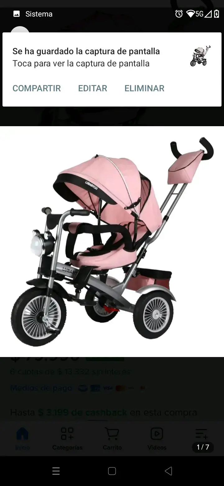 Triciclo para bebé rosa - 2