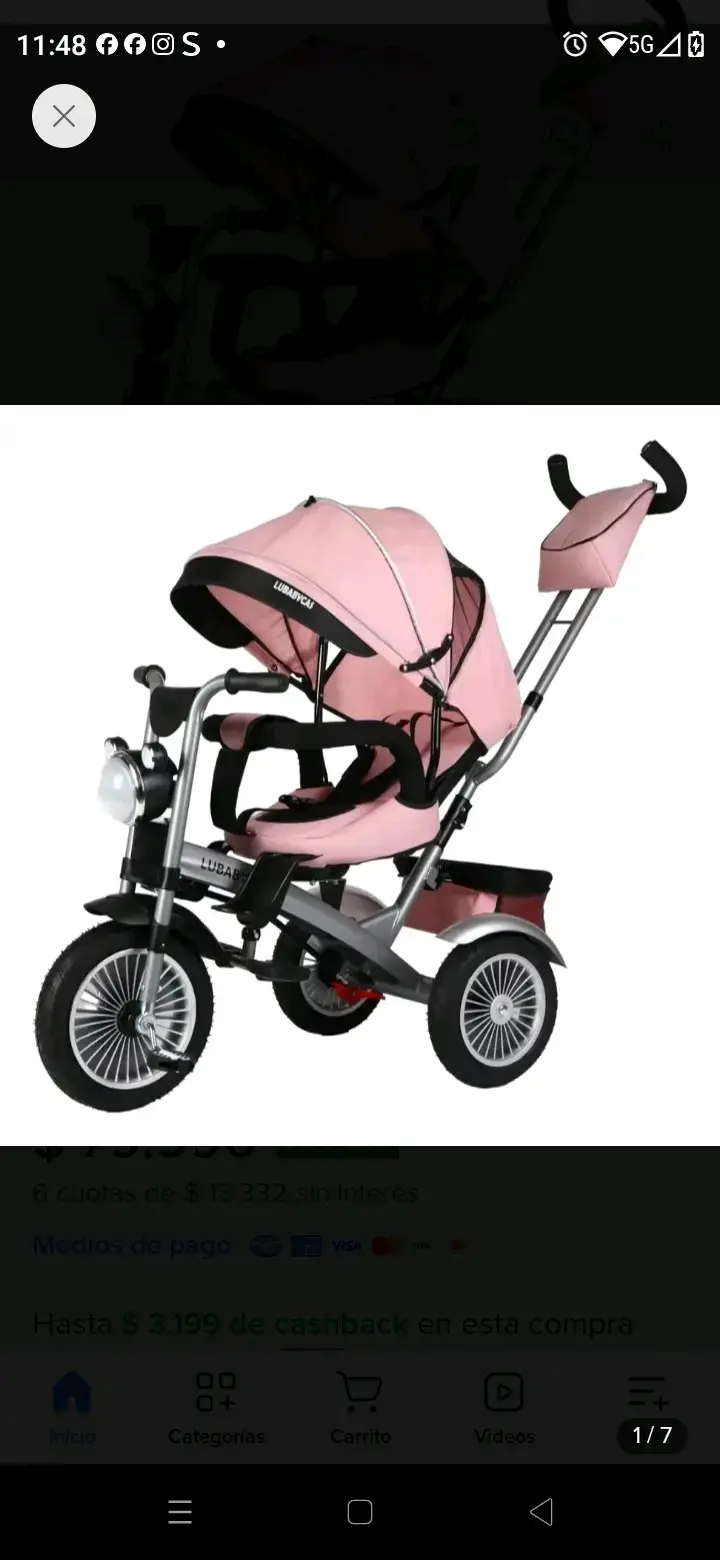 Triciclo para bebé rosa - 3