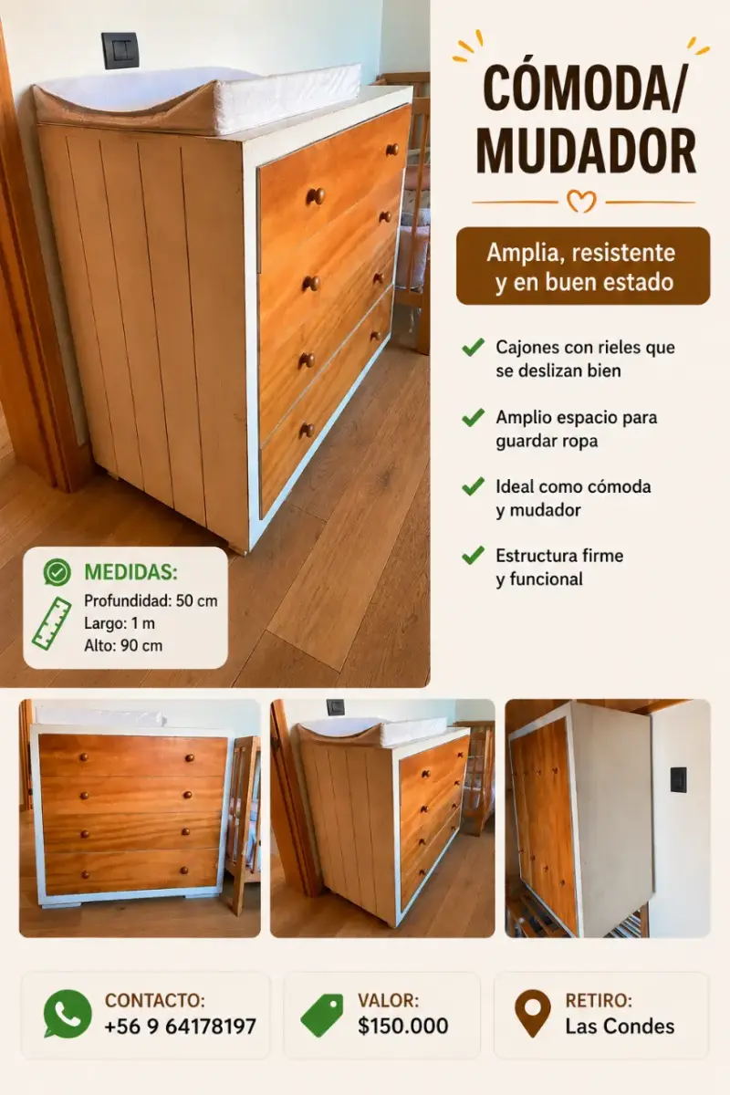 Cómoda mudador madera - 2