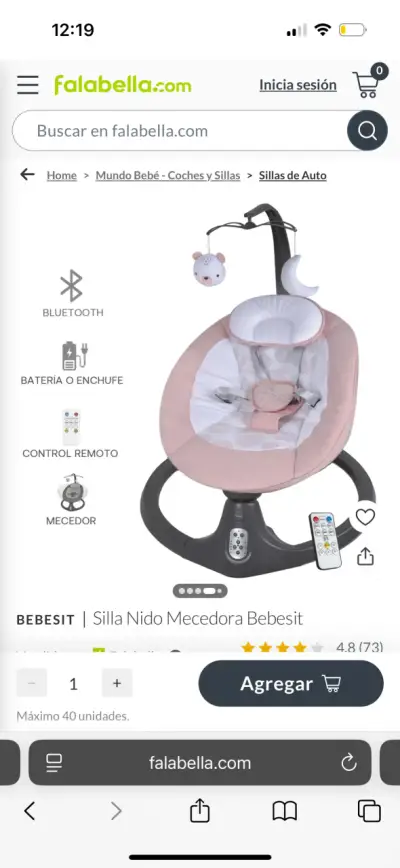 Silla mecedora para bebé rosa - miniatura 4