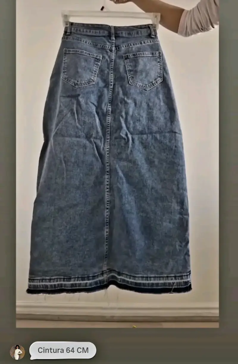 Falda midi denim azul - 2