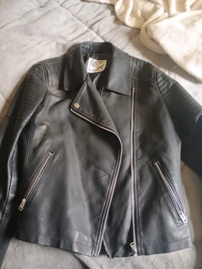 Chaqueta de cuero negra biker - 1