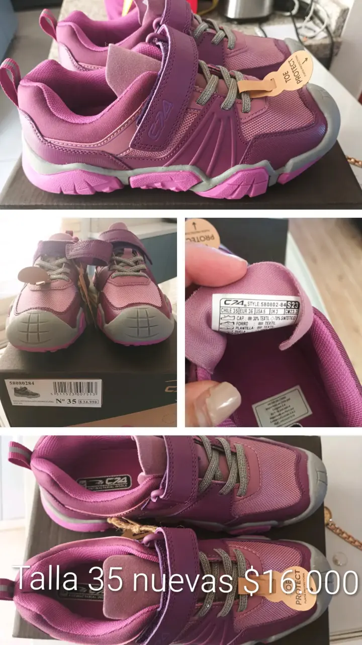 Zapatillas infantiles talla 35 rosas