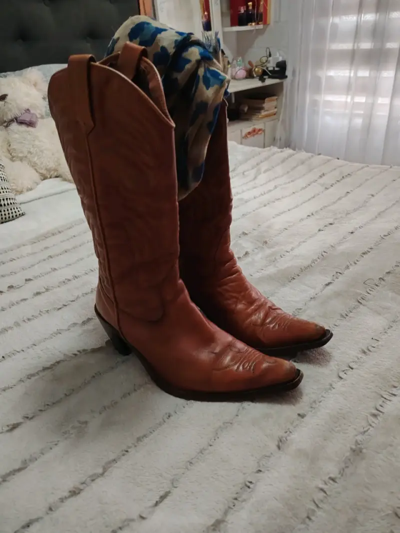 Botas vaqueras cuero café 39 - 2