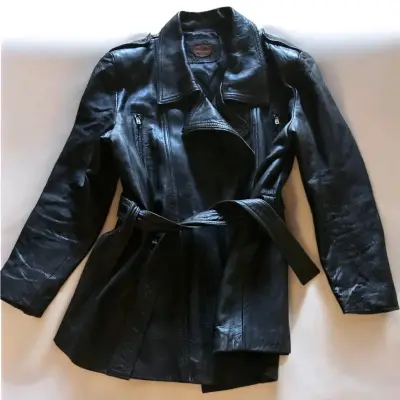 Abrigo de cuero negro genuino Magtinar - miniatura 1