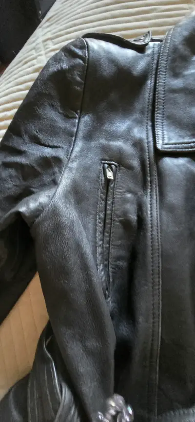 Abrigo de cuero negro genuino Magtinar - miniatura 2