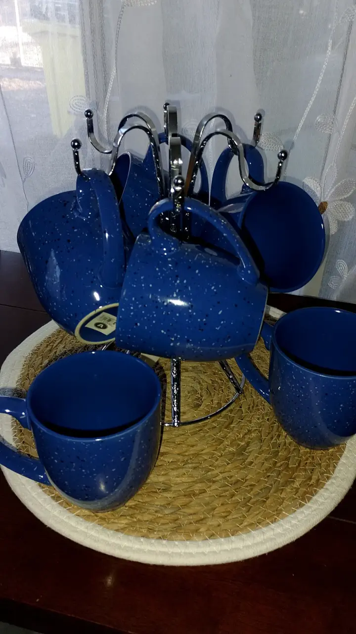 Set de tazas verdes con soporte - 2