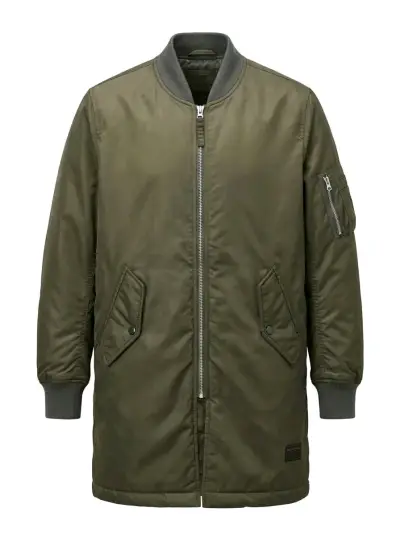 Parka verde militar larga - miniatura 1