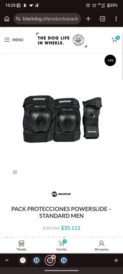 Set de protecciones Powerslide negras - miniatura 2