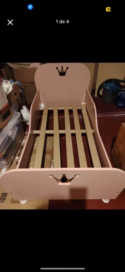 Cama infantil de Transición rosada con diseño - miniatura 1