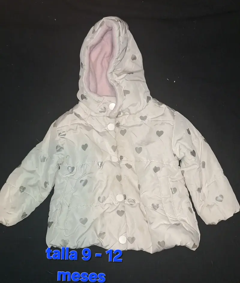 Abrigo infantil gris con capucha - 1