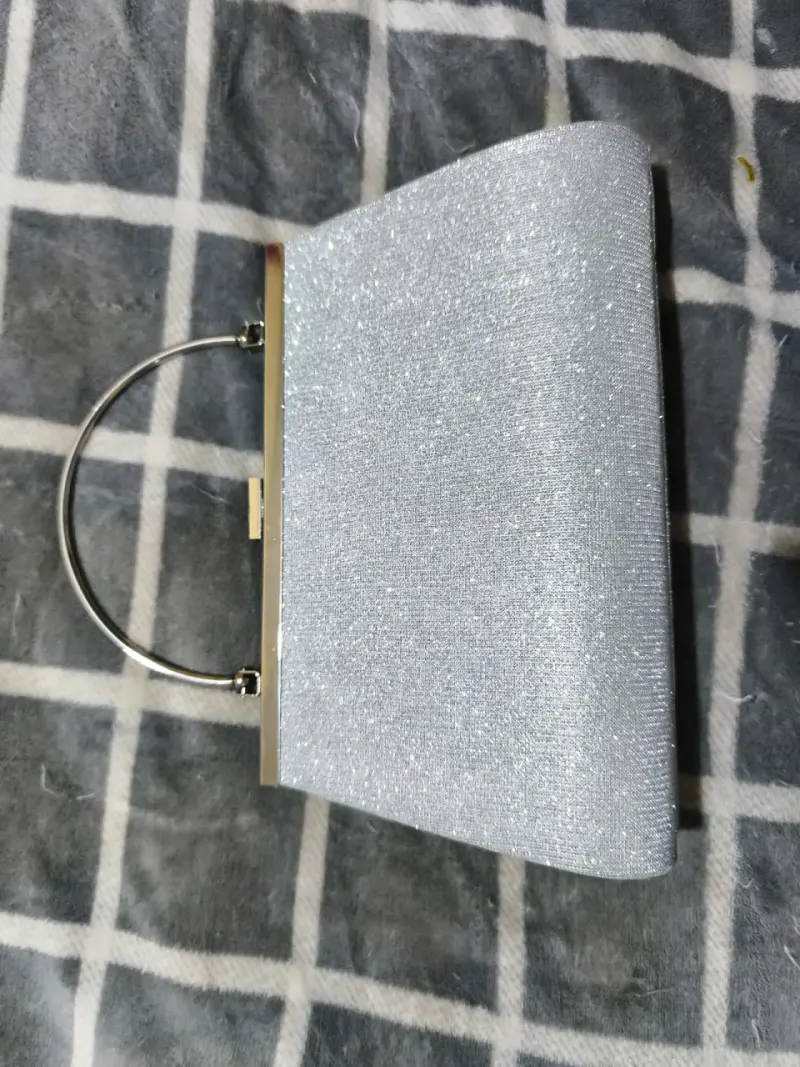 Cartera de mano plateada brillante - 1