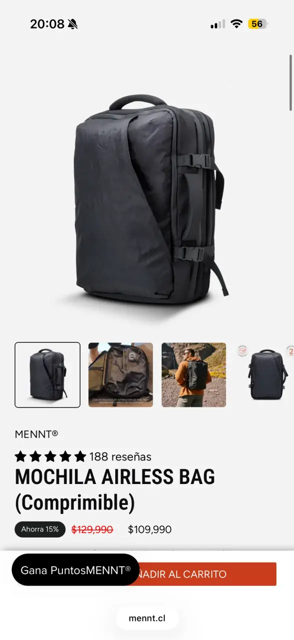 Mochila MENNT Airless Negra