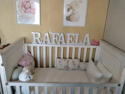 Cuna blanca de madera - miniatura 2