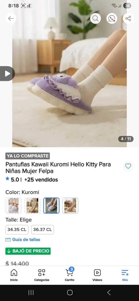 Pantuflas Kawaii Kuromi Lilas - 1