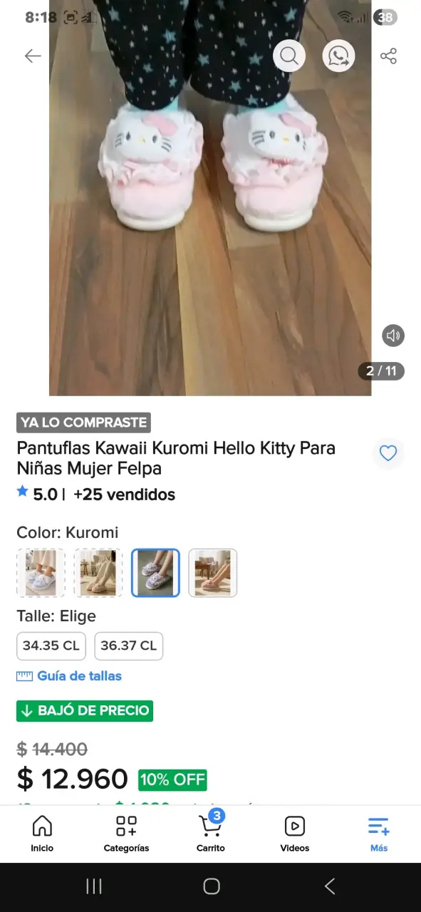 Pantuflas Kawaii Kuromi Lilas - 2