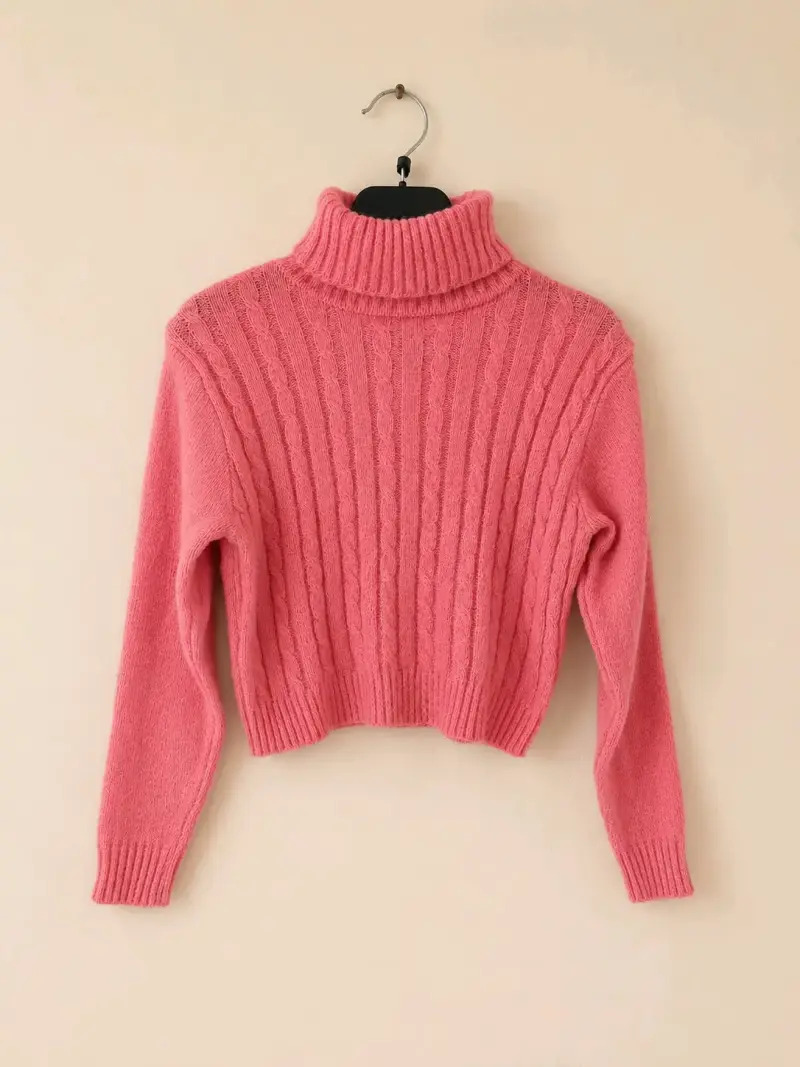 Sweater rosado cuello alto XS - 2