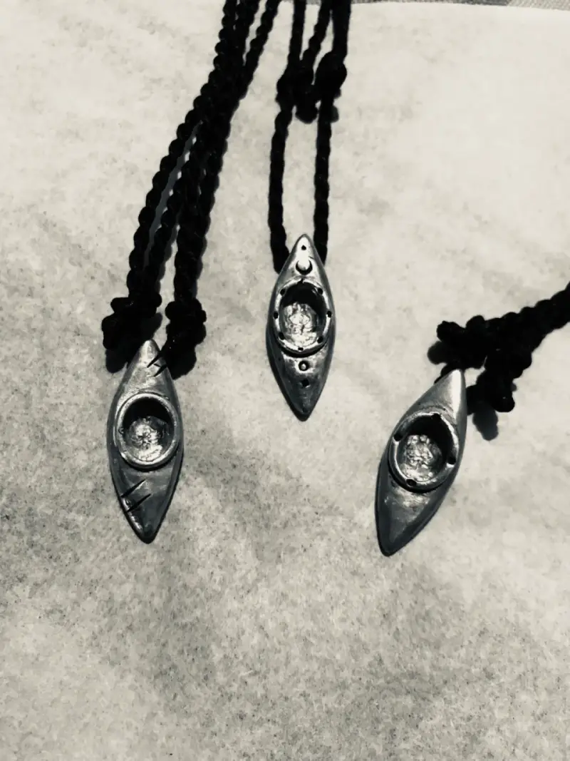 Collares con colgante de kayak de Plata Pura - 2