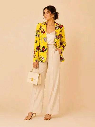 Blazer amarillo floral Talla M - miniatura 1