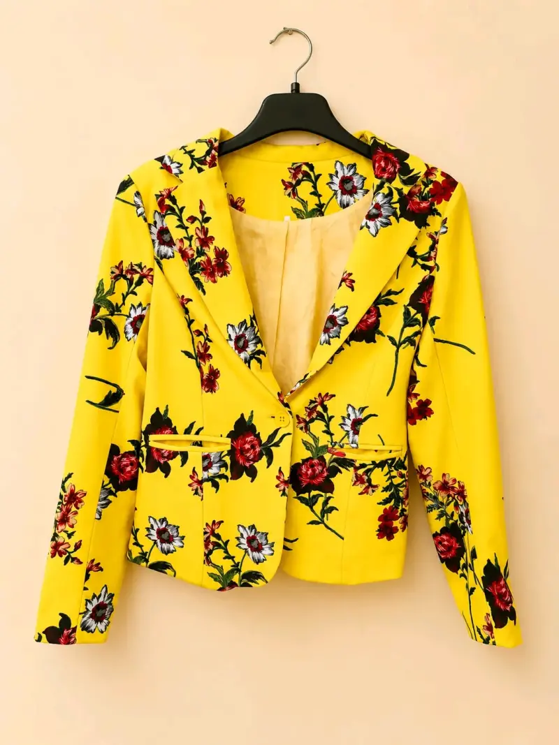 Blazer amarillo floral Talla M - 2