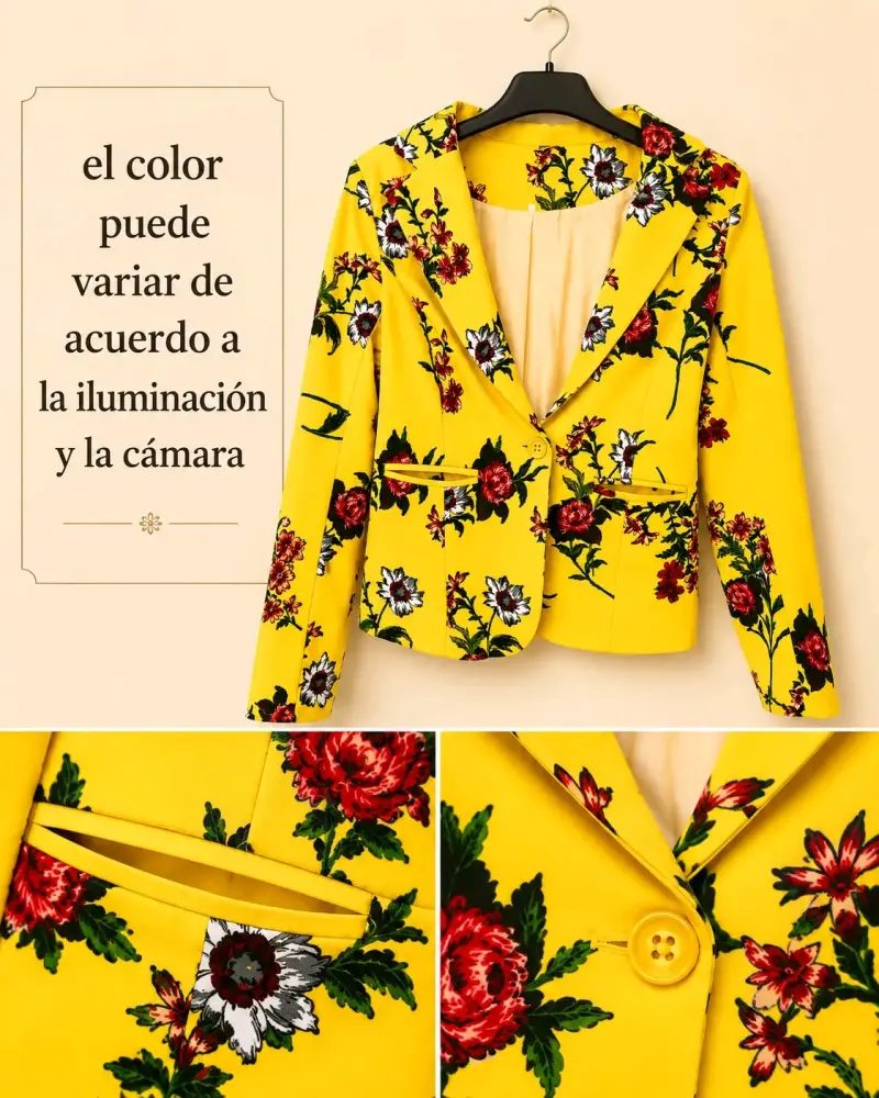 Blazer amarillo floral Talla M - 4