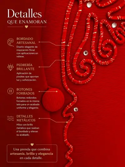 Chaqueta / Blazer roja elegante - miniatura 5