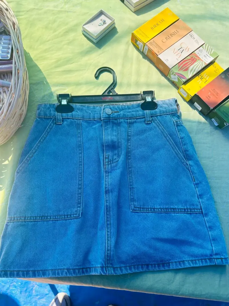 Minifalda denim azul mujer