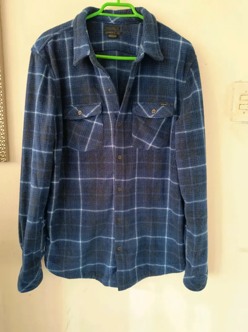 Camisa de franela azul a cuadros - 1