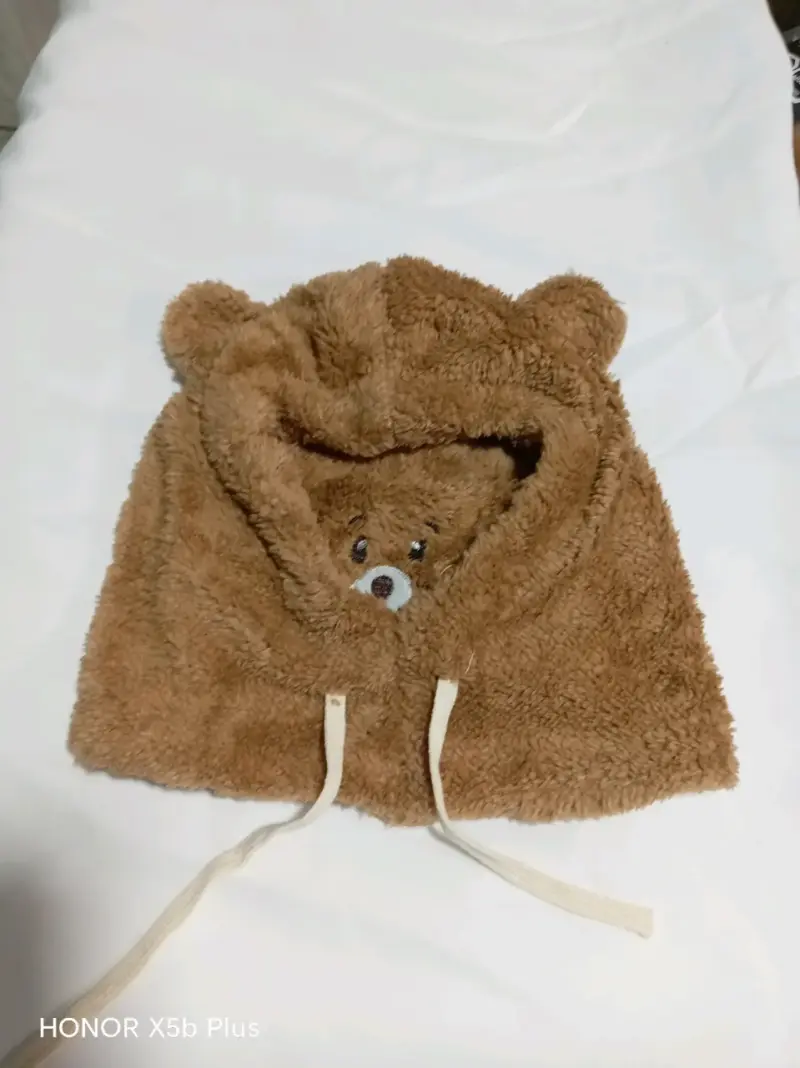 Gorro y cuello marrón con forro - 3