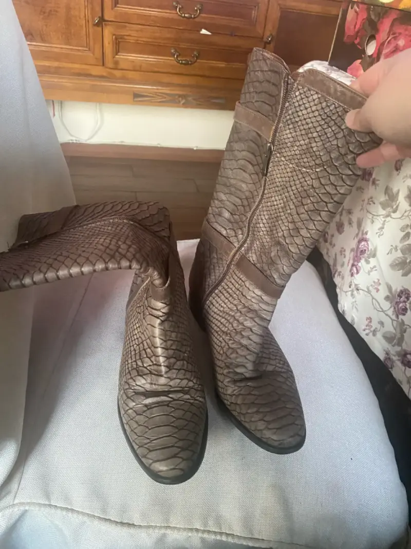 Botas de cuero reptil marrón - 2
