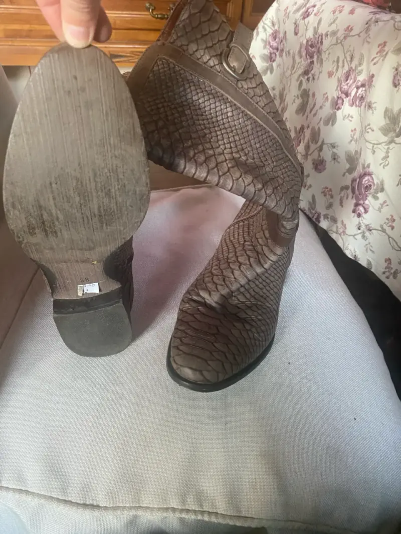 Botas de cuero reptil marrón - 3