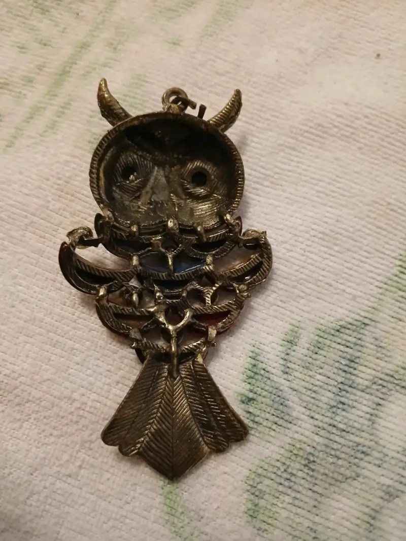 Broche de búho multicolor vintage - 2