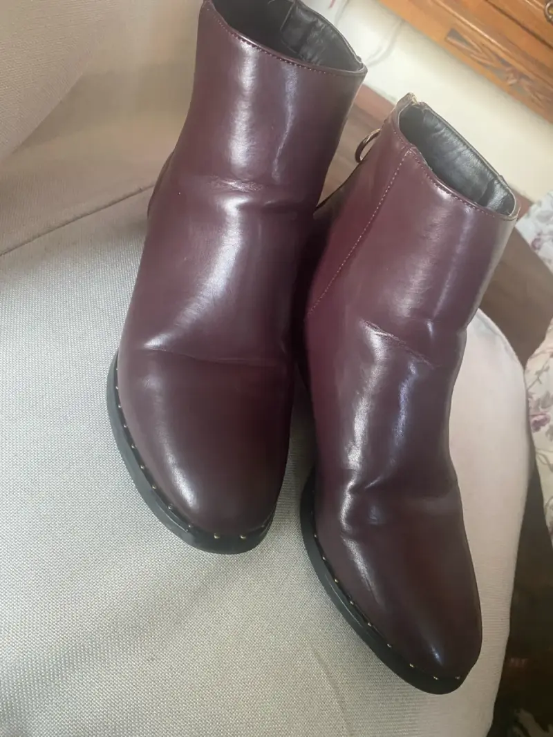 Botines de cuero burdeos - 1