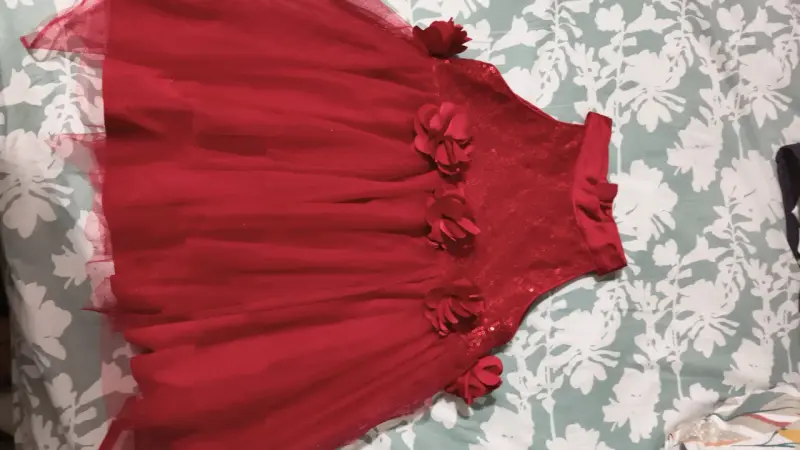 Vestido de noche rojo con flores talla 3 - 3