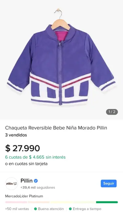 Chaqueta reversible Pillin niña - miniatura 6