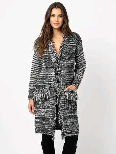 Cardigan tejido blanco y negro - miniatura 1