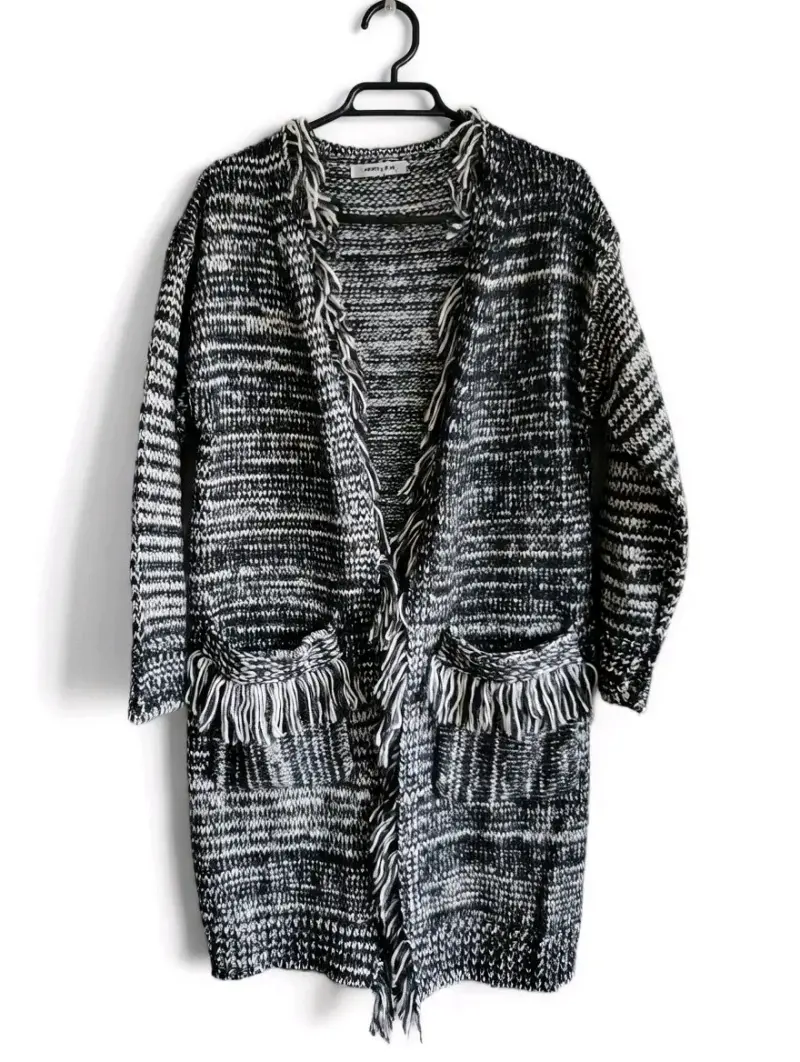 Cardigan tejido blanco y negro - 2