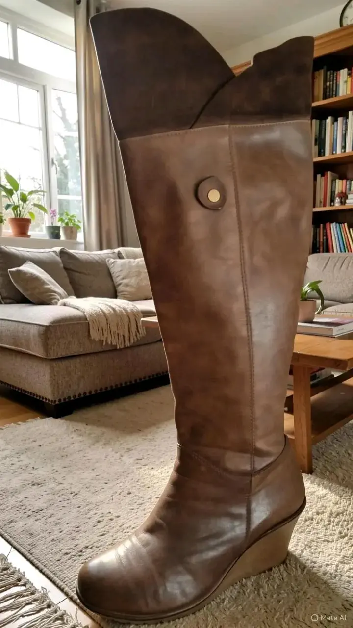 Bota alta de cuero café