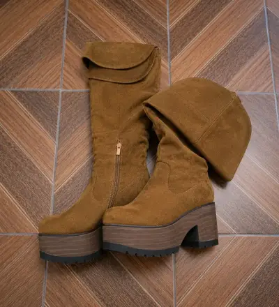 Botas altas café plataforma - miniatura 1