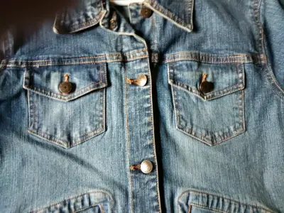 Chaqueta de mezclilla azul mujer - miniatura 1