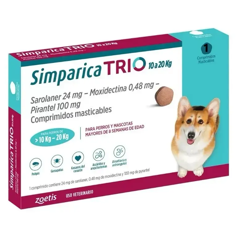 Simparica Trio 10 a 20 kg x 1 comprimido - 1